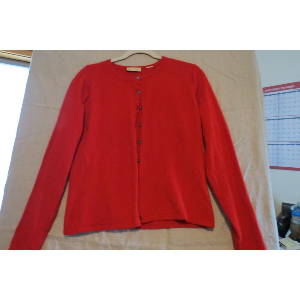 Apostrophe 100% Cashmere Cardigan Red Small Classic Luxury Sweater